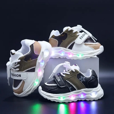 Picture of New Children's Sports Shoes Leather Spider ED Luminous Children's Shoes 1-6 Years Old Boys Sports Casual Shoes High Quality