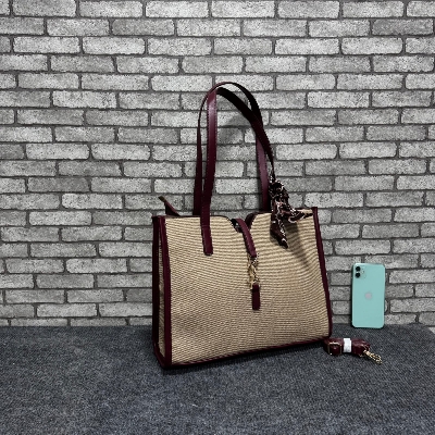 Picture of tote Bag Women Vintage Canvas Large Capacity Shoulder Bag Ladies Casual Everyday Drawstring Handbag