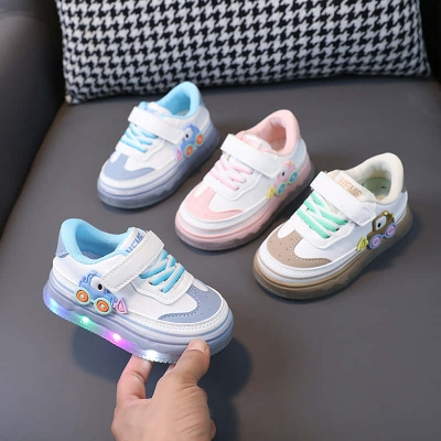 Picture of LED Shoes for Children 0-3 Yrs Childhood Baby Boy Flat Shoes Luminous Sole Children Sneaker New Toddler Girls  and boys Shoes