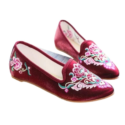 Picture of women velvet shoe,pump shoe , embroidery work, comfortable and washable