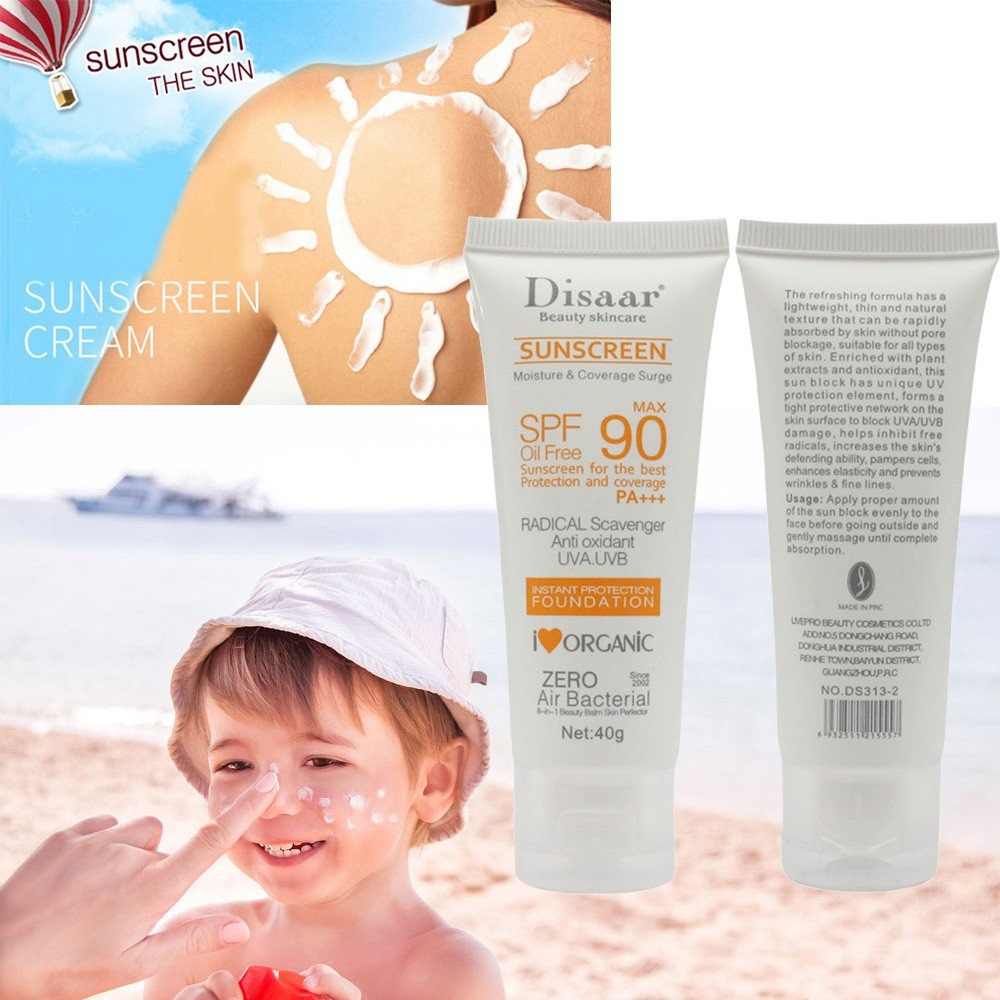 Picture of Disaar Oil Free Sunscreen SPF90 PA+++ Sunscreen Foundation Instant Protection UVA UVB PA+++ Oil Free Sunblock Cover Protect Perfectly Moisturizing Coverage Surge 40g
