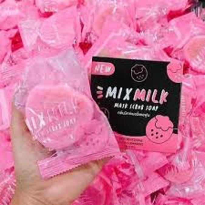 Picture of Strawberry Mix Milk Mask Scrub Soap (New Mix Milk Mask Scrub Soap -55g),1pcs