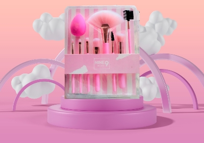 Picture of Nine 9 Beauty Complete Makeup Brush Set With Puff For Stylish Women 1pcs