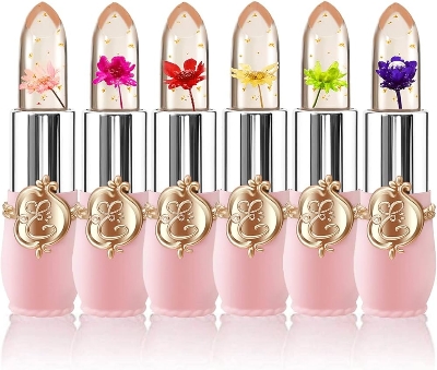 Picture of Transparent Lipstick Jelly Flower Moisturizing Lipstick Color Changing Lip Balm Lip Care Lipstick -6Pcs set