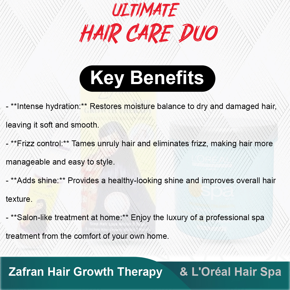 Picture of Ultimate Hair Care Combo | Zafran Hair Growth Therapy X Lorea'l Hair Spa.Combo  2pcs