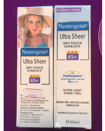 Picture of Neutrogena Ultra Sheer Dry-Touch Sunblock SPF 65+ | Sunscreen Cream 1 pcs