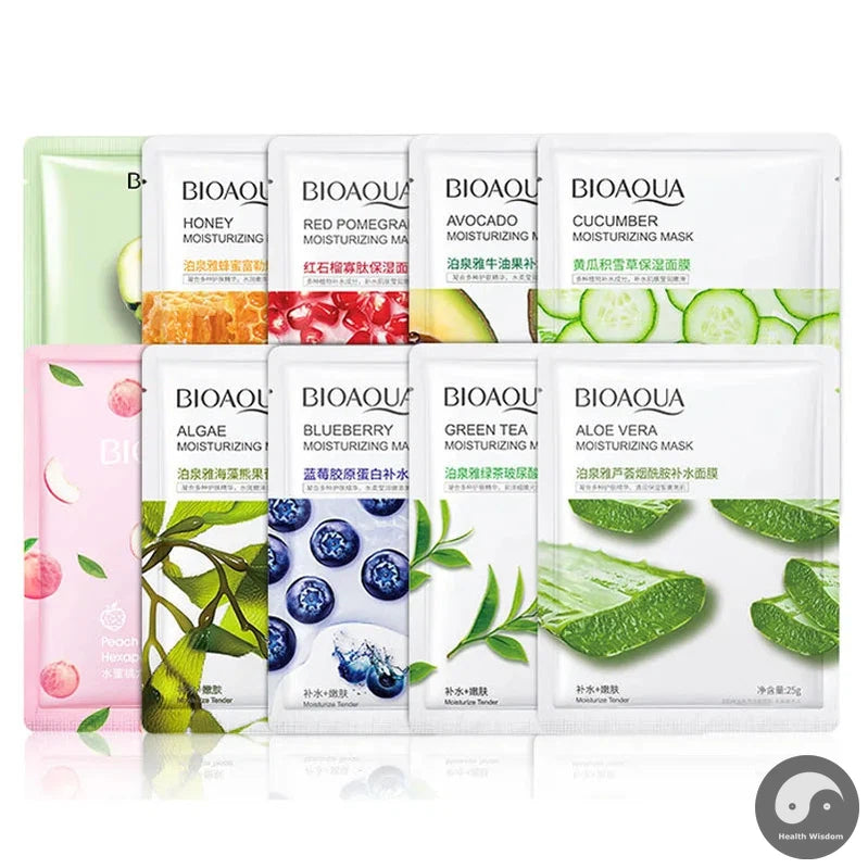 Picture of BIOAQUA 8 Pcs Set Different Flavours Moisturizing Hydrating Facial Face Sheet Mask- 25g Each.. 8 Pcs