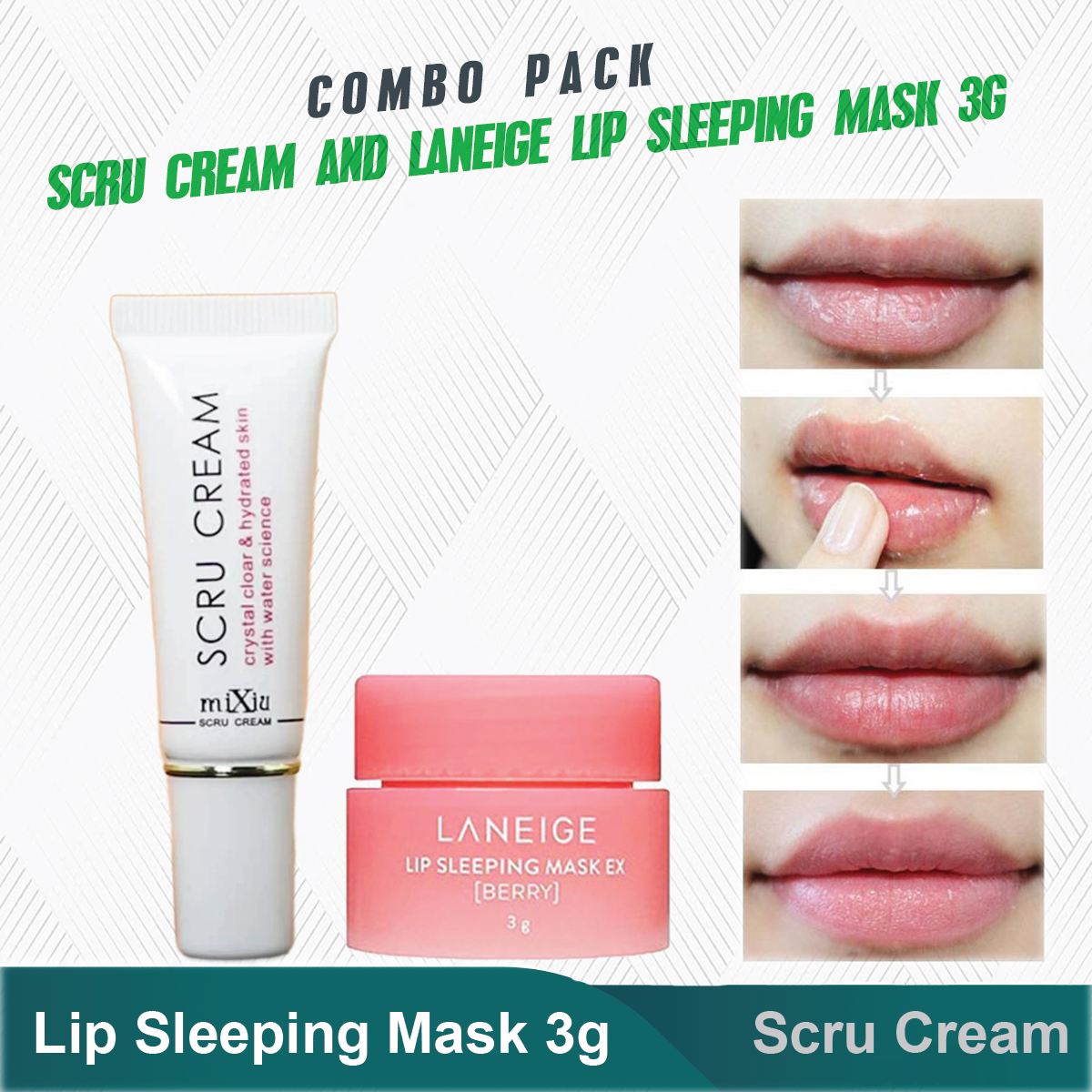Picture of Korean Complete Lip Care Combo With Scru Cream and Laneige Lip Sleeping Mask.2pcs