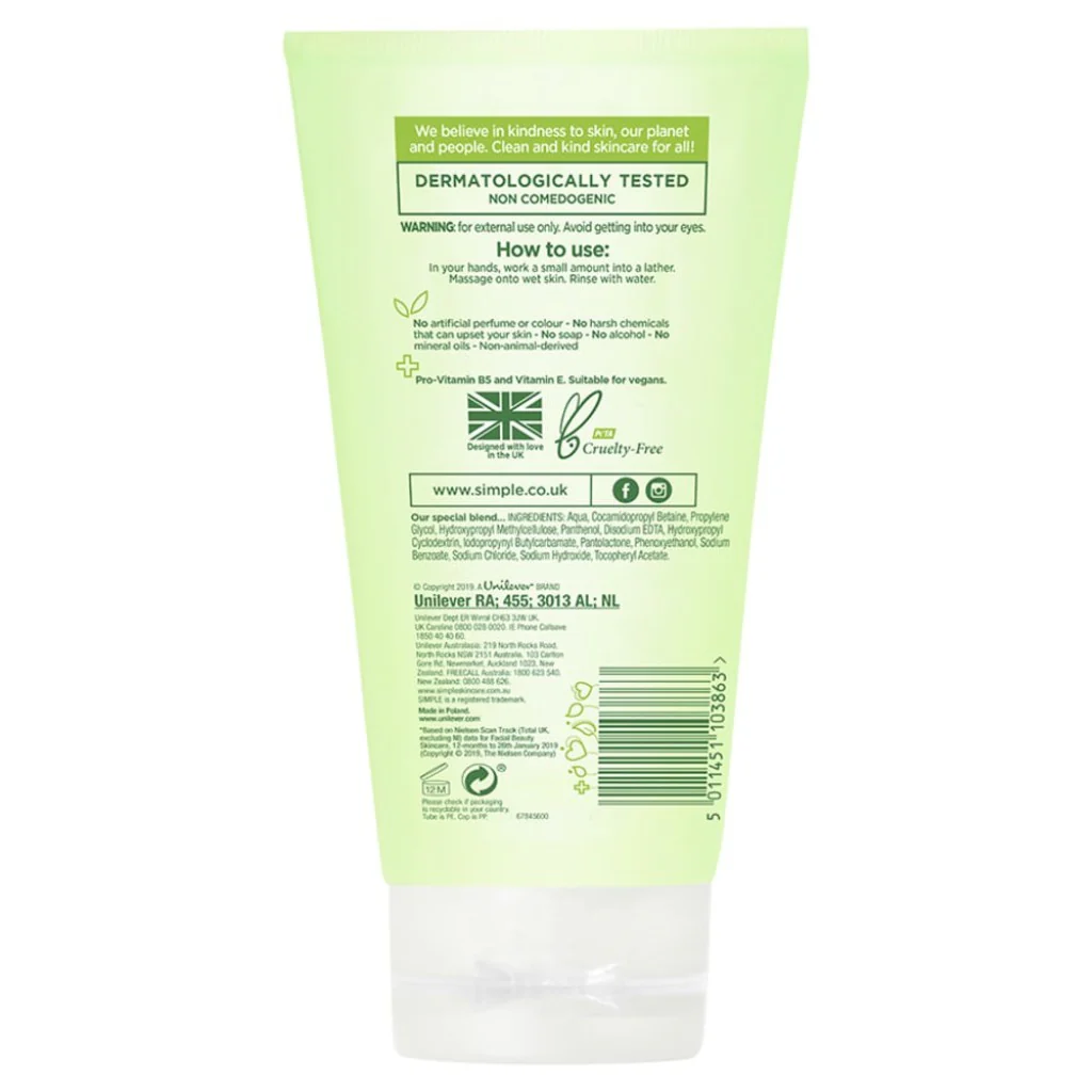 Picture of SIMPLE FACE WASH KIND TO SKIN REFRESHING GEL 150ML,1pcs