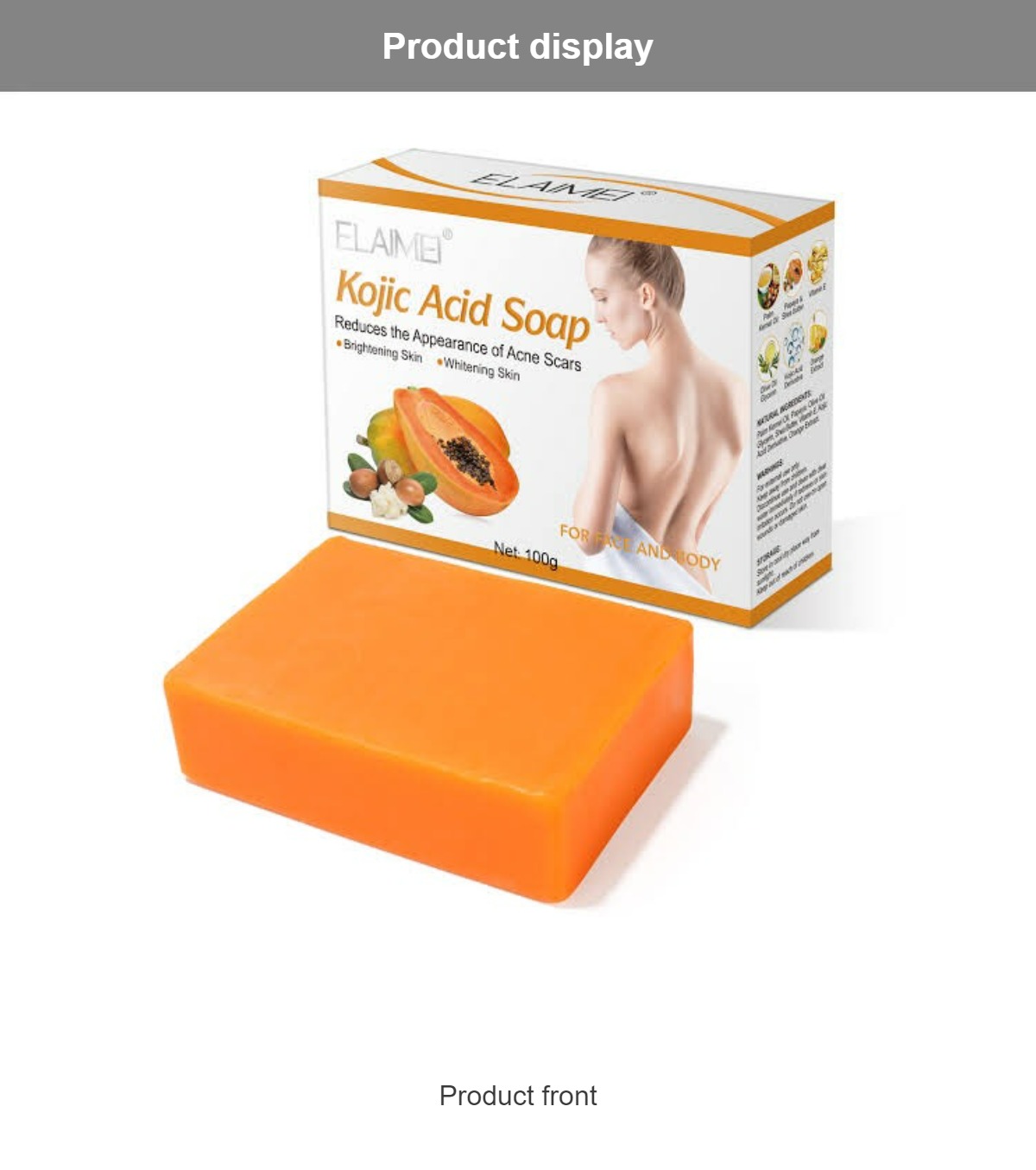 Picture of Elaimei Kojic Soap Papaya Extract Essential Oil Soap Gentle Cleansing Nourishing Bath Soap,,1pcs
