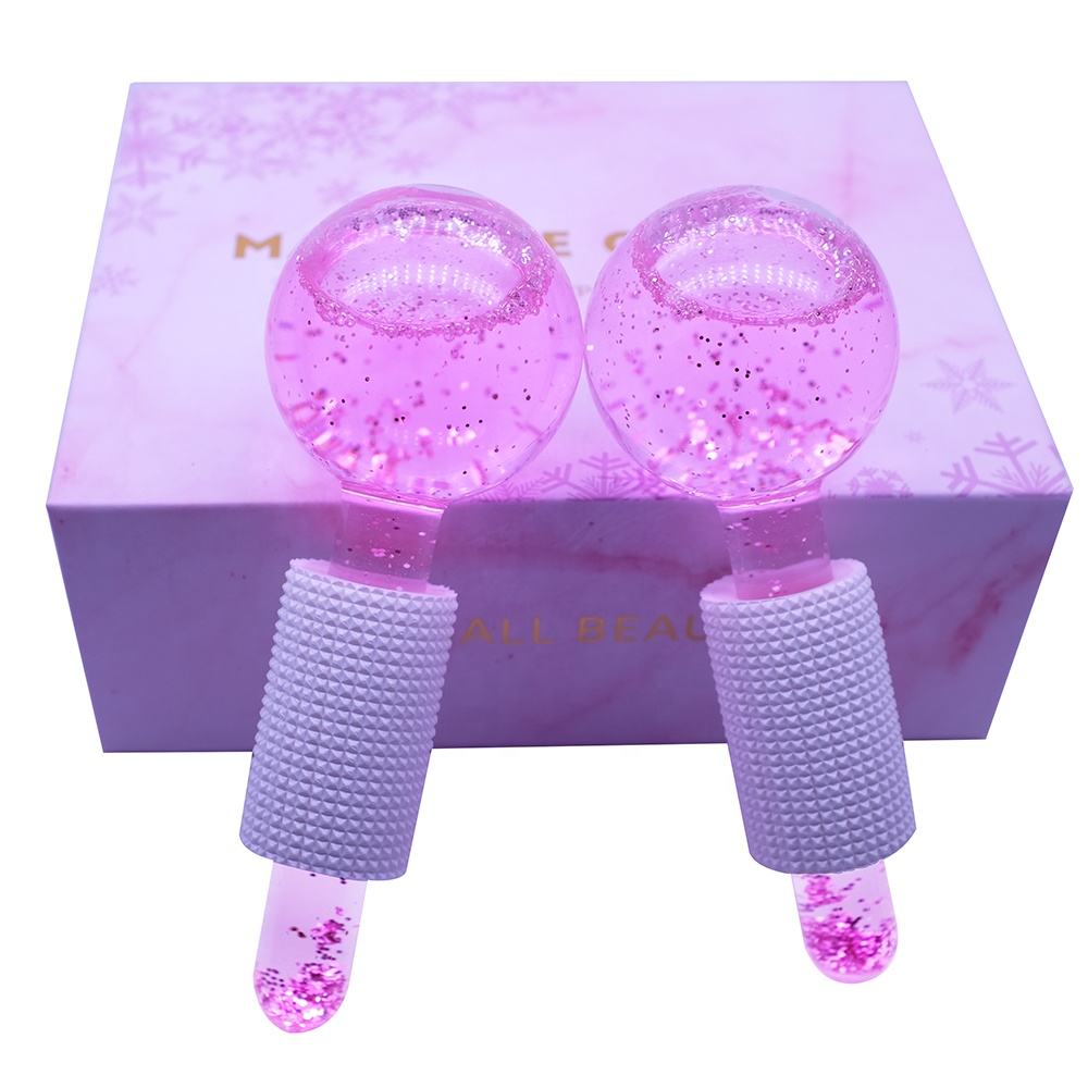 Picture of 2pcs Large Beauty Ice Hockey Energy Beauty Crystal Ball Facial Cooling Ice Globes Water Wave For Face and Eye Massage