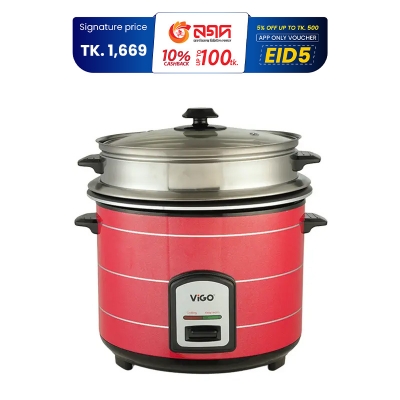 Picture of Vigo Rice Cooker-1.8L 700W REL-40-06 SS-Red-Single Pot-Regular with Magnetic Switch and Thermostat 