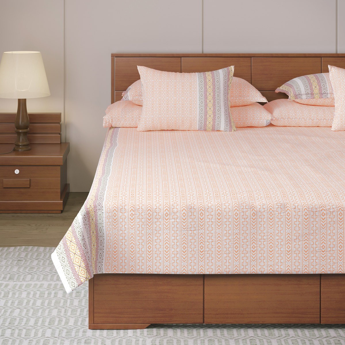 Picture of Regal Bed Sheet-307 (Jamdani-Orange)