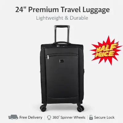 Picture of 24 inch Soft Suitcase/Luggage 450D Jacquard RPET with PUX2 in waterproof- Black (Original Export)