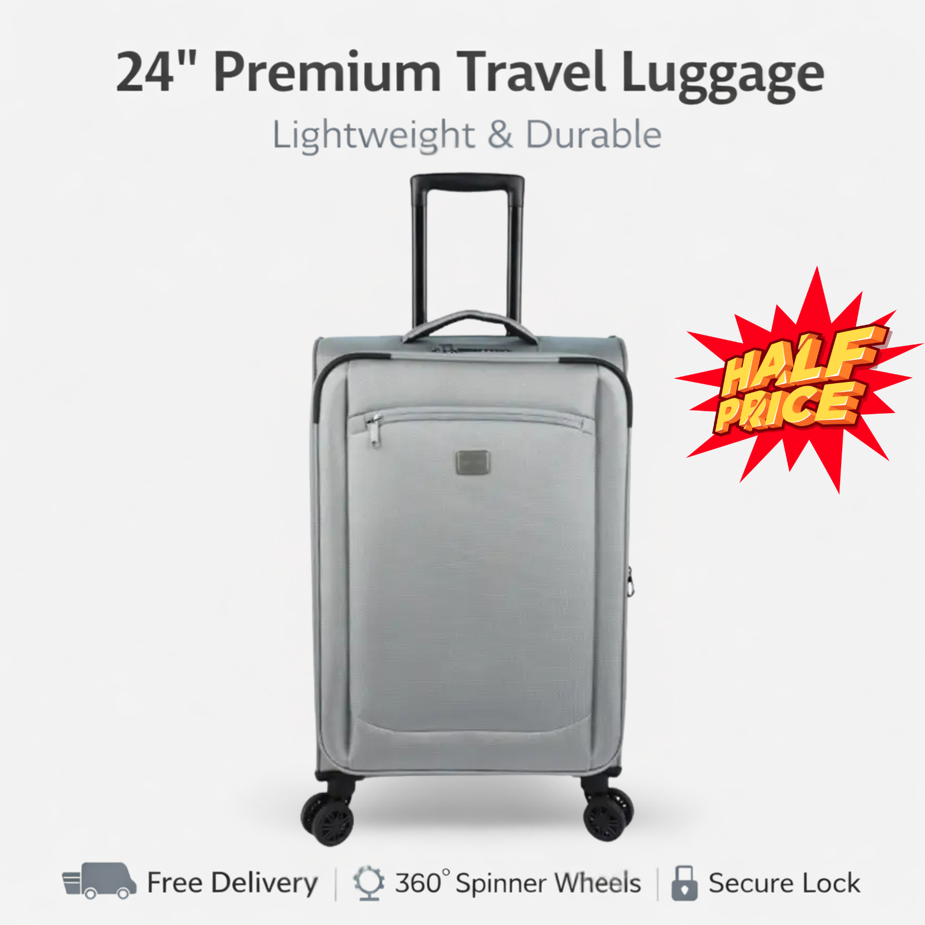 Picture of 24 Inch Soft Suitcase/Luggage 450D Jacquard RPET with PUX2 in waterproof- Gray (original Export)