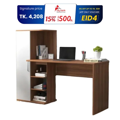 Picture of Modern Home Office Computer Table | Study Table | Laptop Desk with Shelves (White Color Finish) - Computer Table