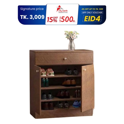 Picture of Furniture Express Modern Shoe Rack with Cover Shoe Shelf Laminated Board (Finish Color - Beech and Mahoghany) - Best Quality Furniture - Minimalistic Sophisticati Mon