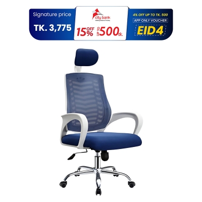 Picture of Furniture Plus (FP-M-27-Ss)Executive Office Chair White Body  [V-MESH] with Headrest good quality