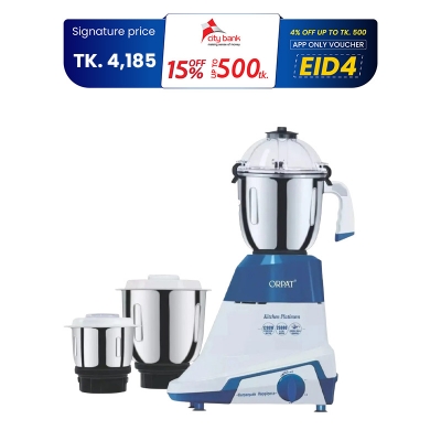 Picture of Orpat Kitchen Platinum 1200-Watt Mixer Grinder & Blender, a powerful all-in-one appliance for efficient blending, grinding, and mixing