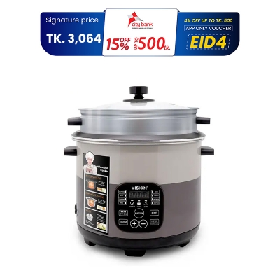 Picture of VISION 1100W Multi Cooker -3.0 Liter Stainless Still Smart Cooker with Thermal Safety Fuse- Double Pot