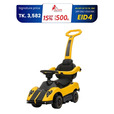 Picture of Kids Ride On Licensed Pagani Zonda Push Car With Pull Handle - Yellow