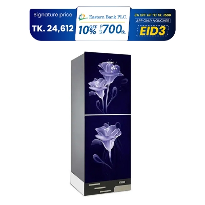 Picture of VISION Glass Door Refrigerator RE-142 Liter Violet Glory Top Mount 