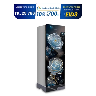 Picture of VISION Glass Door Refrigerator RE-150 Liter Digital Mineral Flower Top Mount