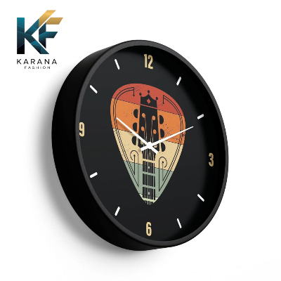 Picture of Karana Fashion (KW04) 12-Inch Vintage Guitar Pick Wall Clock - Retro Music Themed Decor for Home, Studio & Café - Black