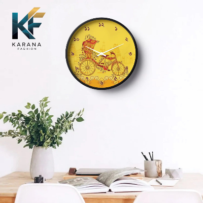 Picture of Karana Fashion (KW09) 12-Inch Rickshaw Art Wall Clock - Traditional Bangladeshi Heritage Décor - Black