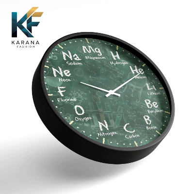 Picture of Karana Fashion (KW21) 12-Inch Periodic Table Science Wall Clock - Educational Chemistry Decor for Classrooms & Labs - Black