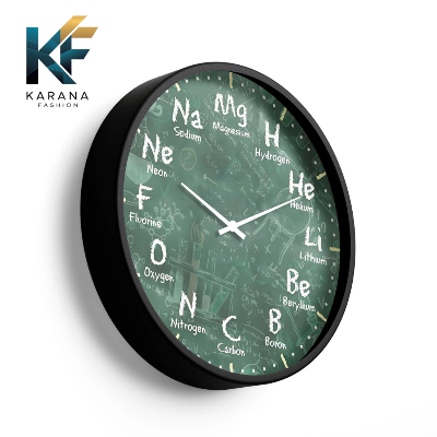 Picture of Karana Fashion (KW21) 12-Inch Periodic Table Science Wall Clock - Educational Chemistry Decor for Classrooms & Labs - Black