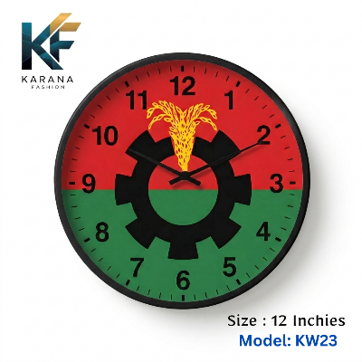 Picture of Karana Fashion (KW23) 12-Inch National Heritage Wall Clock - Patriotic Red & Green Industrial Theme Décor - Black