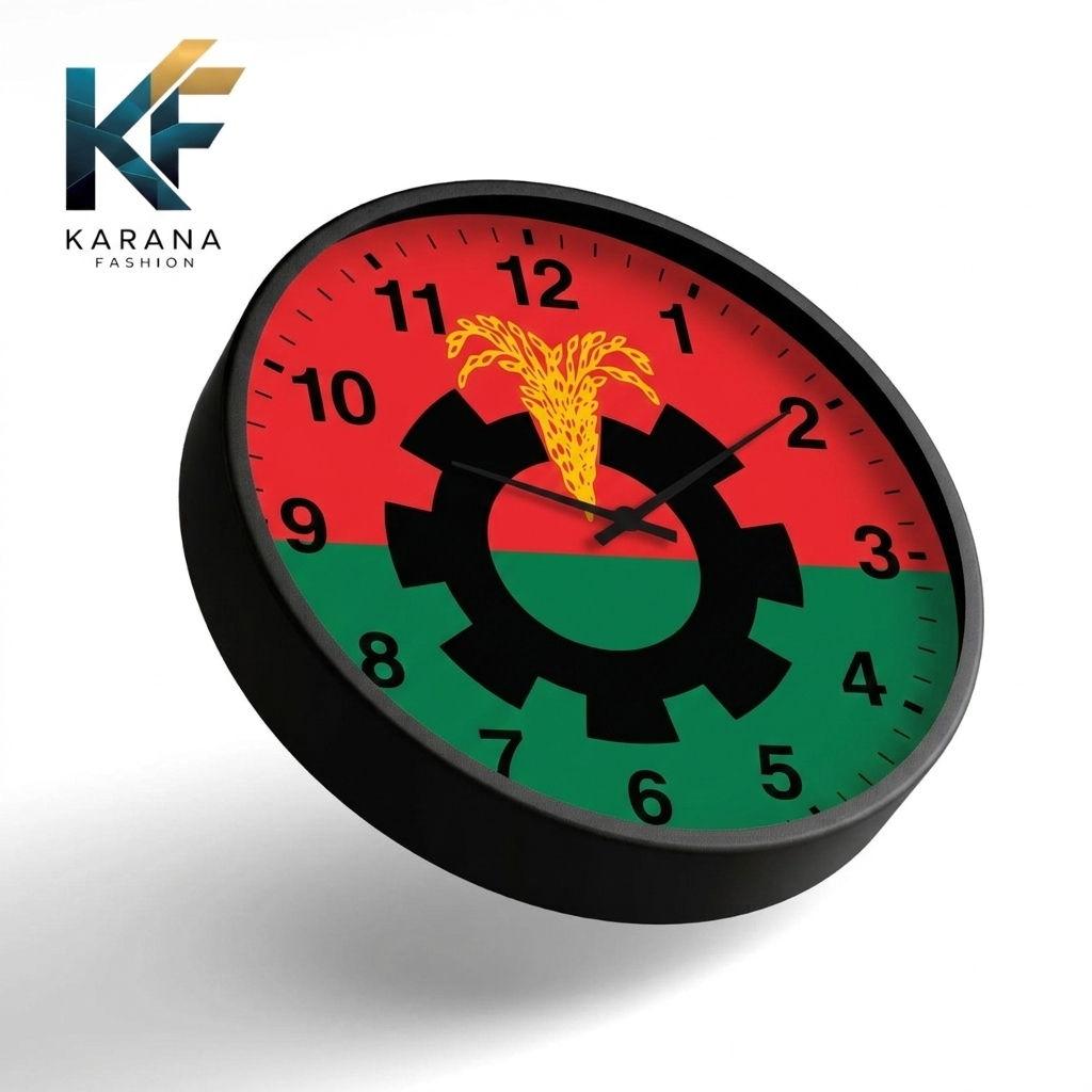 Picture of Karana Fashion (KW23) 12-Inch National Heritage Wall Clock - Patriotic Red & Green Industrial Theme Décor - Black