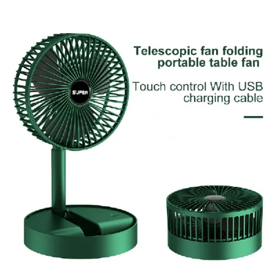 Picture of Portable Rechargeable Desk Fan, Folding Fan 3 Speeds Adjustable Height Table Fan with Timer, 2000mAh Rechargeable USB Charging for Home Office Travel