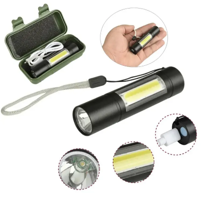 Picture of USB Charging Powerful Flashlight 3800LM XPE COB LED Flash Light Torch Lamp+Battery+Box