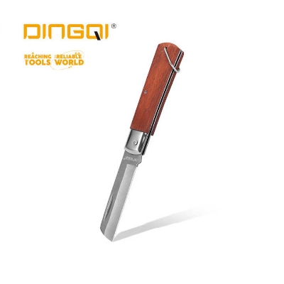 Picture of Dingqi Electrician Pocket Cutter Blade Hot Sale Professional Stainless Steel Blade Wooden Handle Folding Wood Slide Open Quick-change-63106 (Maroon)