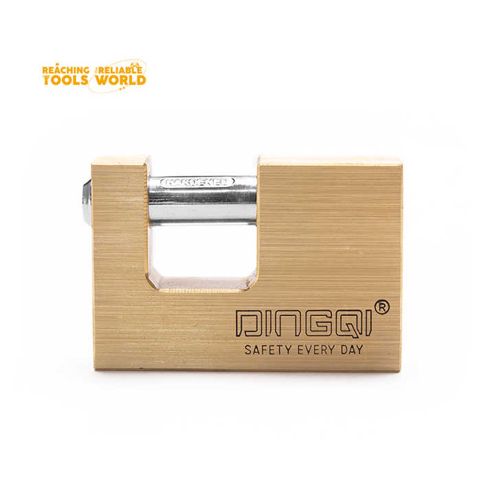 Picture of Dingqi Top Security Rectangular Lock Three Side Dotted Computer Key Brass Padlock Copper Lock OEM Acceptable 90mm,or Custom-151190 (Gold)