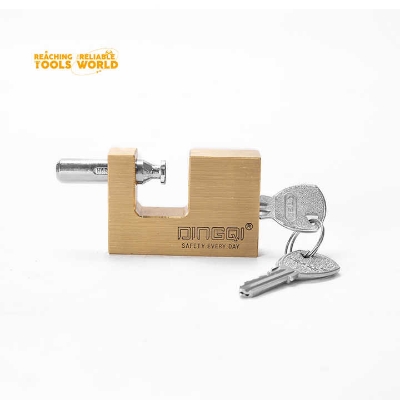 Picture of Dingqi Top Security Rectangular Lock Three Side Dotted Computer Key Brass Padlock Copper Lock OEM Acceptable 90mm,or Custom-151190 (Gold)