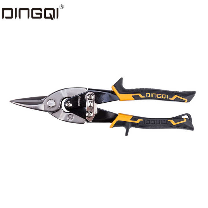 Picture of DingQi 10" Aviation Tin Snip Scissors for Cutting Steel CR-V Material Straight Cutter-65005 (Black)