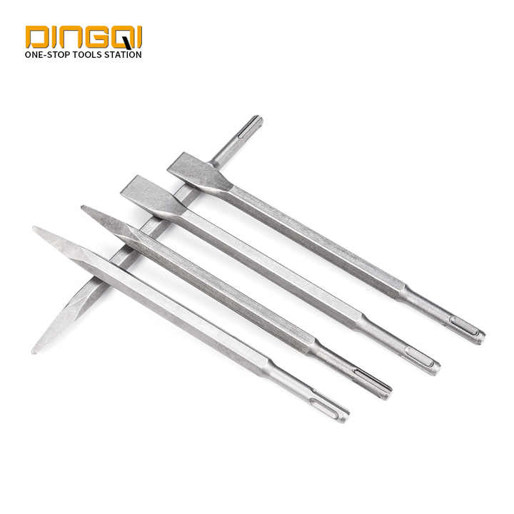 Picture of DINGQI 2pcs (+)(-) Hammer Chisel High Quality Accurate Efficient Electric Hammer Drill Chisel Carving Chisel Woodworking Metalworking Steel- 137211-137231 (Silver)