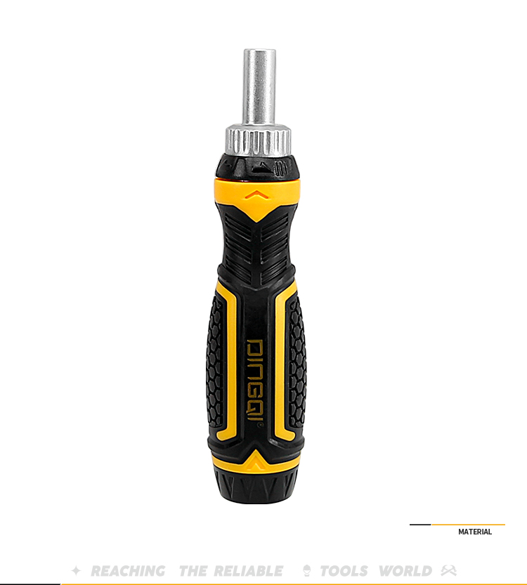 Picture of DINGQI 22PCS Ratcheting Screwdriver Set – Model 68622 – Multi-Purpose Hand Tool Kit (Yellow)