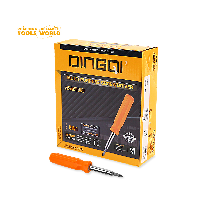 Picture of DingQi 4-in-1 Multi-Purpose Screwdriver – Model 68009 – Versatile Hand Tool (Yellow)