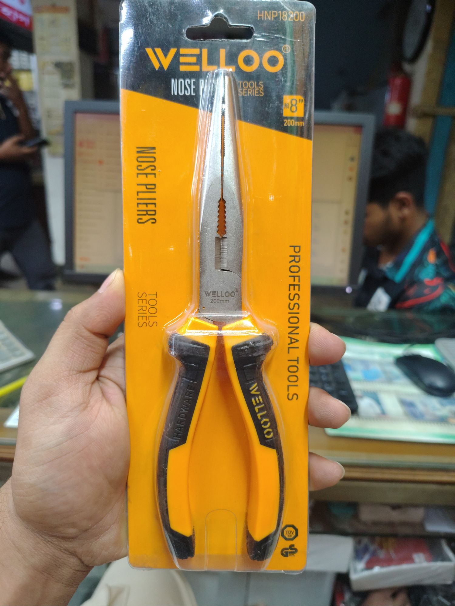 Picture of 🔧 WELLOO 6-Inch Long Nose Pliers | Precision Multi-Purpose Hand Tool – HNP18160 (Yellow)