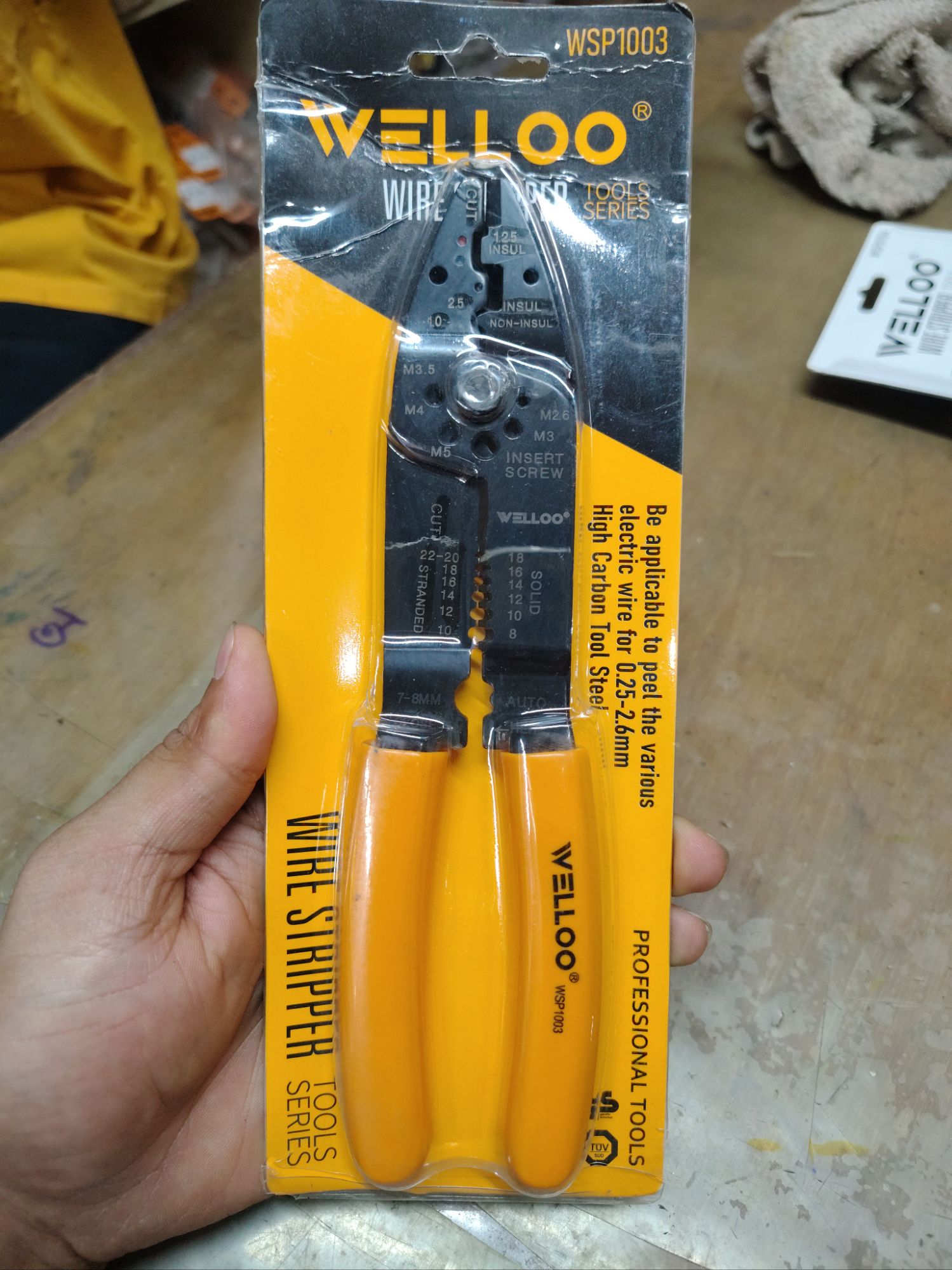 Picture of 🔧 WELLOO 8-Inch Multi-Functional Wire Stripper | Professional Electrical Hand Tool – WSP1003 (Yellow)