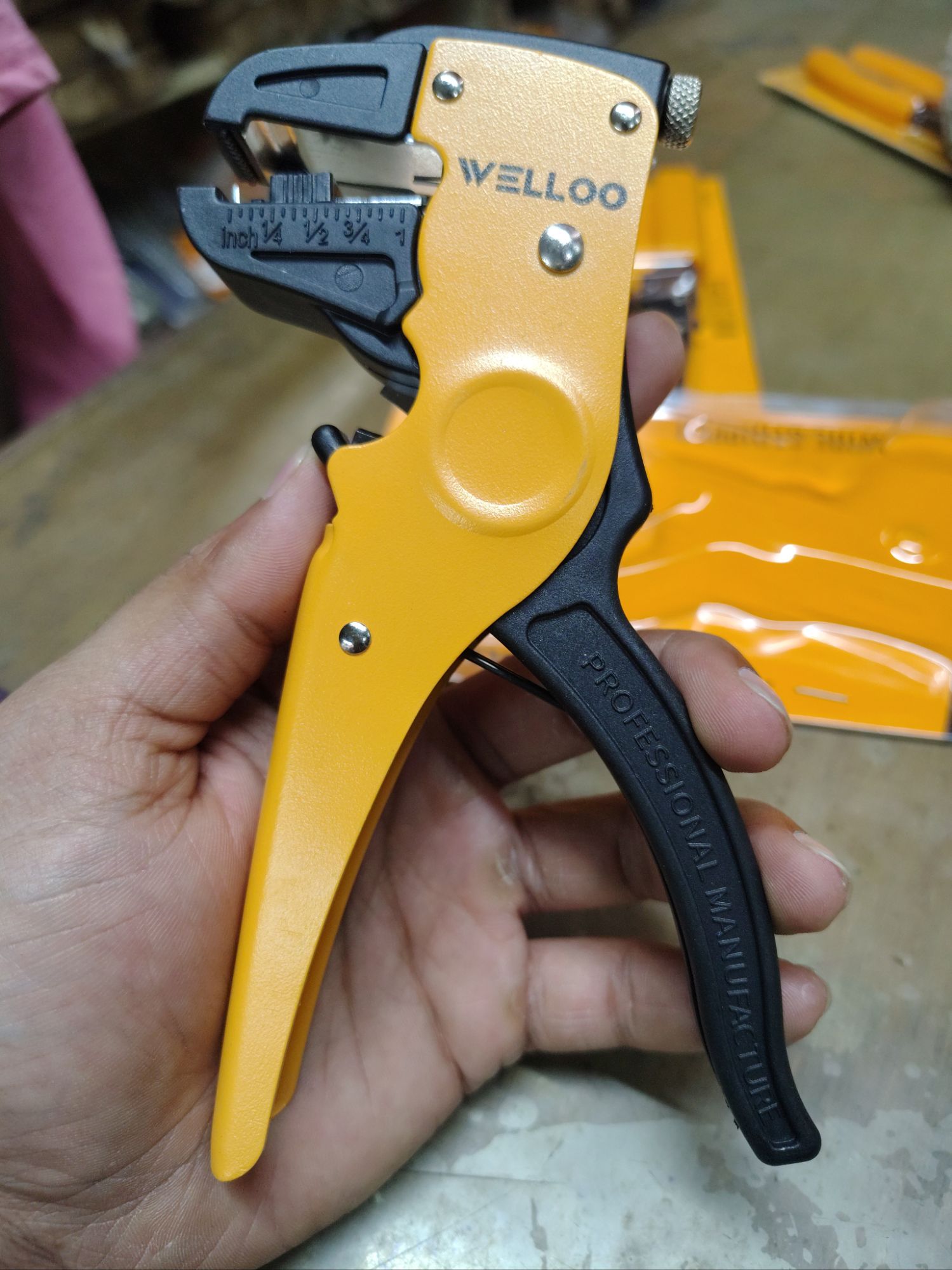 Picture of 🔧 WELLOO Multi-Functional Wire Stripper | Professional Electrical Hand Tool – WSP0704 (Yellow)