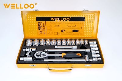 Picture of 🛠️ WELLOO 24-Pcs 1/2-Inch Socket Set | Professional Multi-Purpose Hand Tool Set – SKTS024 (Yellow)