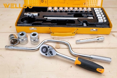 Picture of 🛠️ WELLOO 24-Pcs 1/2-Inch Socket Set | Professional Multi-Purpose Hand Tool Set – SKTS024 (Yellow)