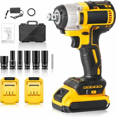 Picture of 🔧 HR Variable Speed 48V 300N.m Cordless Impact Wrench – HR48V (Yellow)