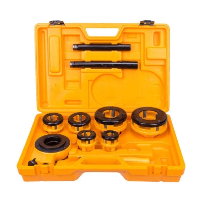 Picture of 🛠️ DingQi Professional 6PCS Pipe Tools Ratchet Die Stock Set – Sizes 1/2" to 2" (137106) (Yellow)