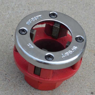 Picture of 1" Inch Portable Ratchet Die Stock Hinge Plate Head Manual Pipe Threader Machine Tool (Red)